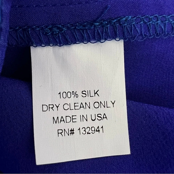 Amanda Uprichard Silk Shift Dress Navy Blue Mini V-neck Casual Dress Mini Size S - Picture 6 of 6